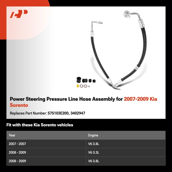 Power Steering Pressure Line Hose Assembly for 2007-2009 Kia Sorento