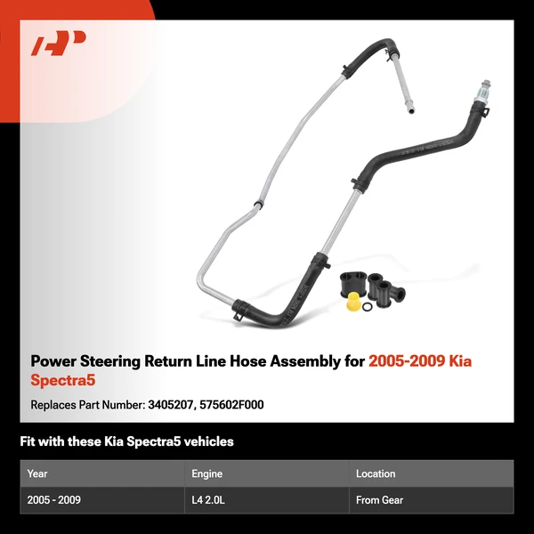 Power Steering Return Line Hose Assembly for 2005-2009 Kia Spectra5