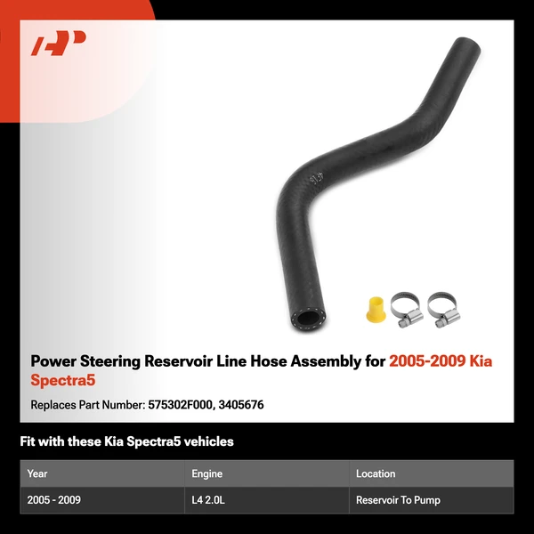 Power Steering Reservoir Line Hose Assembly for 2005-2009 Kia Spectra5