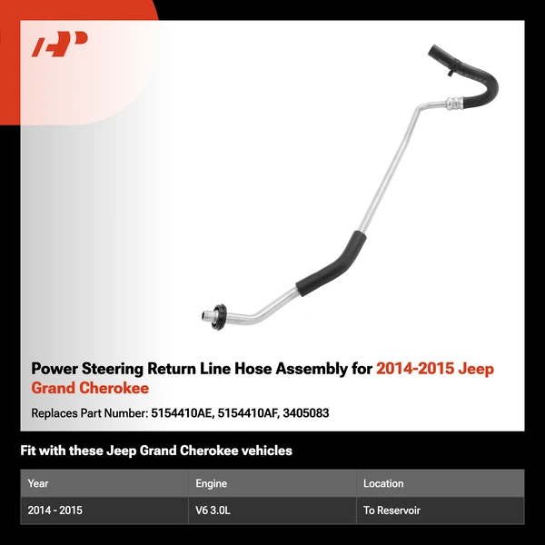 Power Steering Return Line Hose Assembly for 2014-2015 Jeep Grand Cherokee