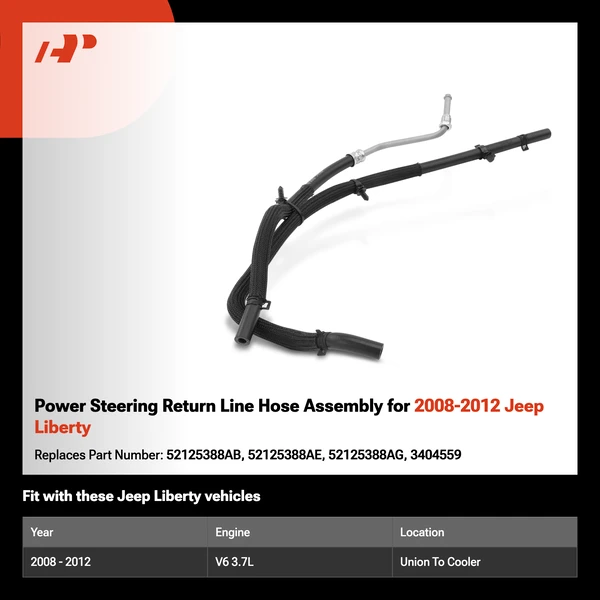 Power Steering Return Line Hose Assembly for 2008-2012 Jeep Liberty