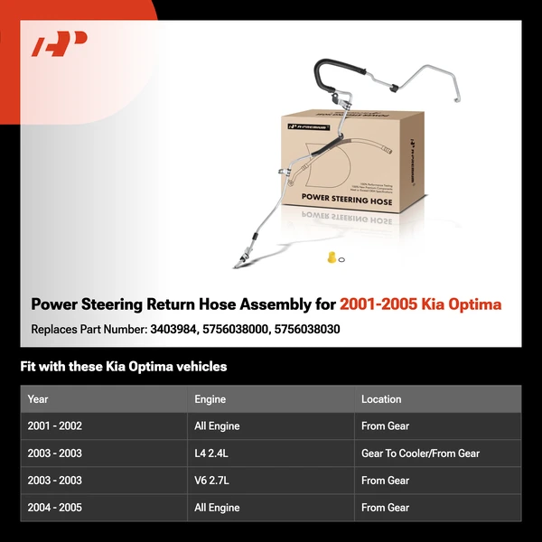 Power Steering Return Hose Assembly for 2001-2005 Kia Optima