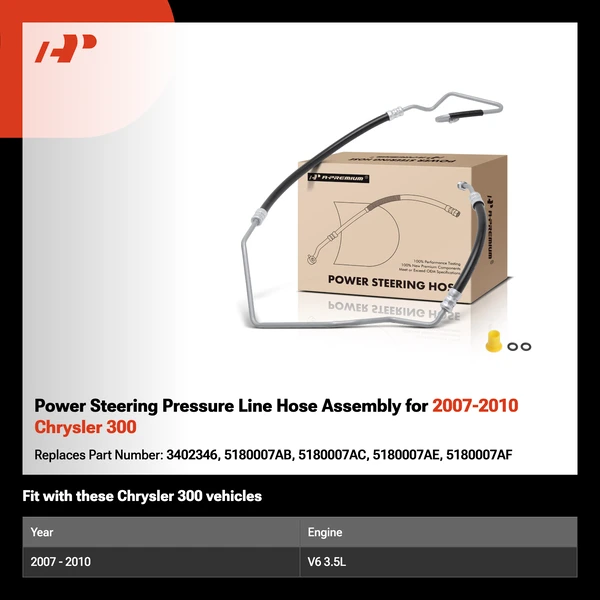 Power Steering Pressure Line Hose Assembly for 2007-2010 Chrysler 300