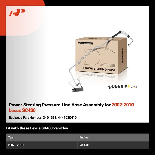 Power Steering Pressure Line Hose Assembly for 2002-2010 Lexus SC430