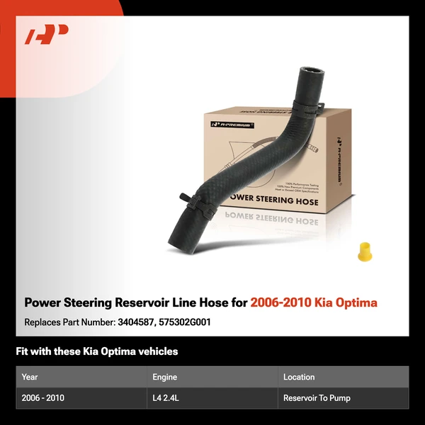 Power Steering Reservoir Line Hose for 2006-2010 Kia Optima