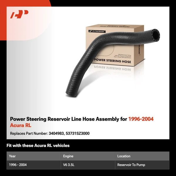 Power Steering Reservoir Line Hose Assembly for 1996-2004 Acura RL
