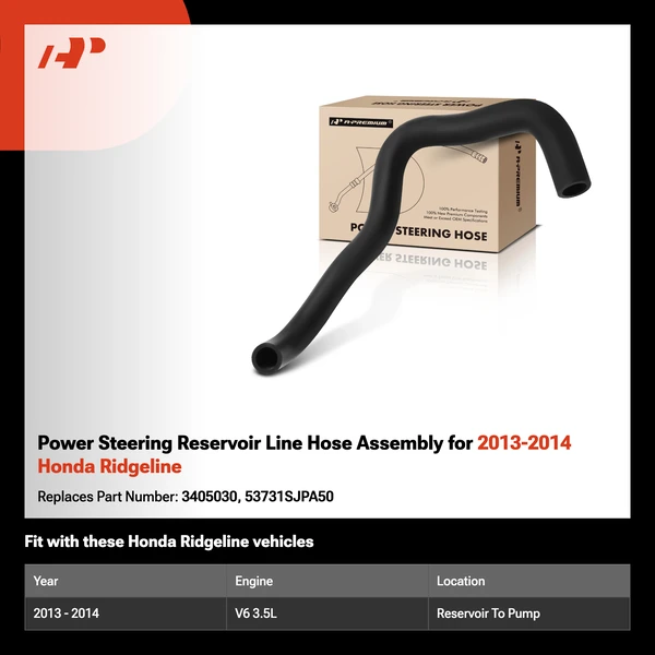 Power Steering Reservoir Line Hose Assembly for 2013-2014 Honda Ridgeline
