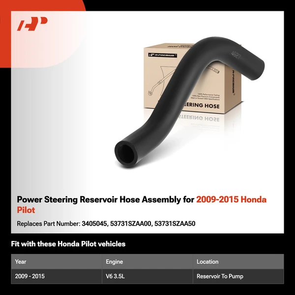 Power Steering Reservoir Hose Assembly for 2009-2015 Honda Pilot