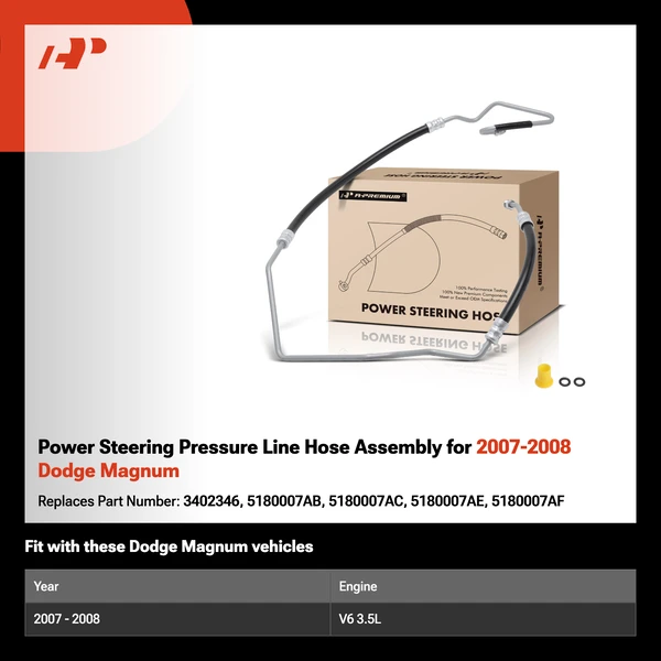 Power Steering Pressure Line Hose Assembly for 2007-2008 Dodge Magnum