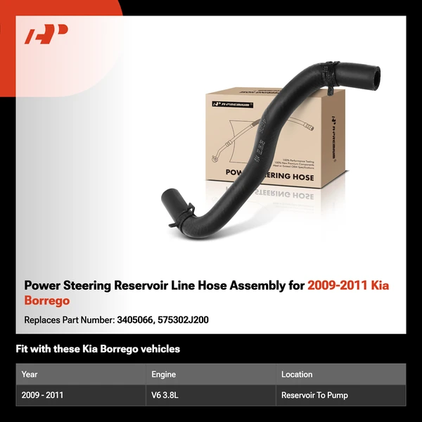 Power Steering Reservoir Line Hose Assembly for 2009-2011 Kia Borrego