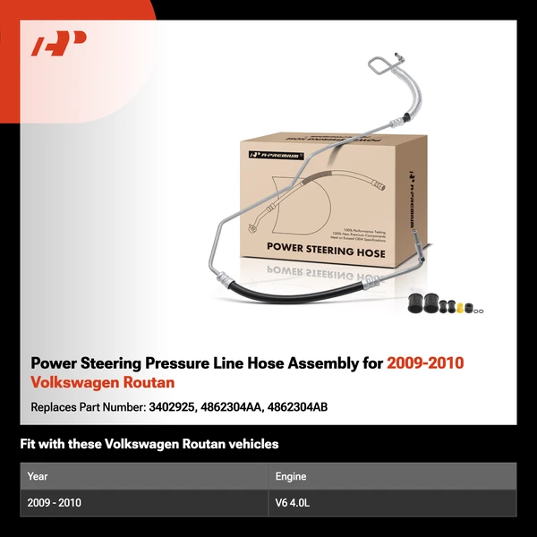 Power Steering Pressure Line Hose Assembly for 2009-2010 Volkswagen Routan