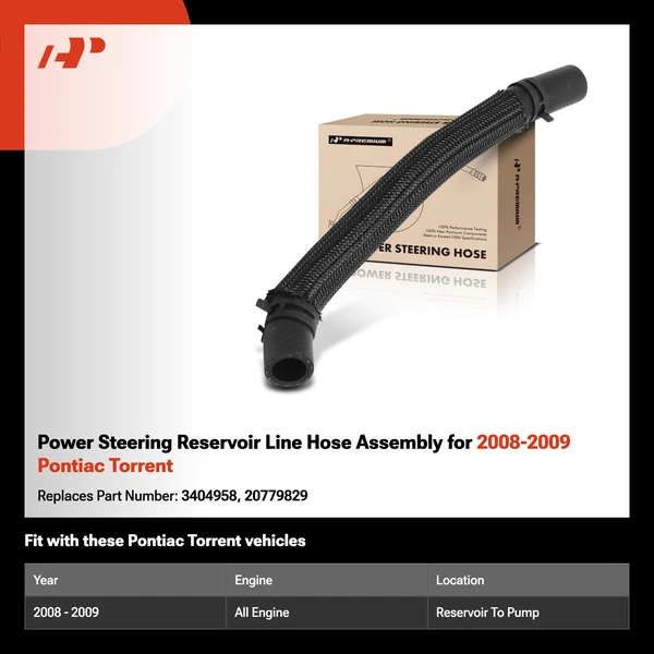 Power Steering Reservoir Line Hose Assembly for 2008-2009 Pontiac Torrent