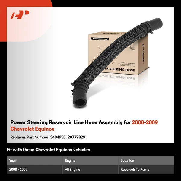 Power Steering Reservoir Line Hose Assembly for 2008-2009 Chevrolet Equinox