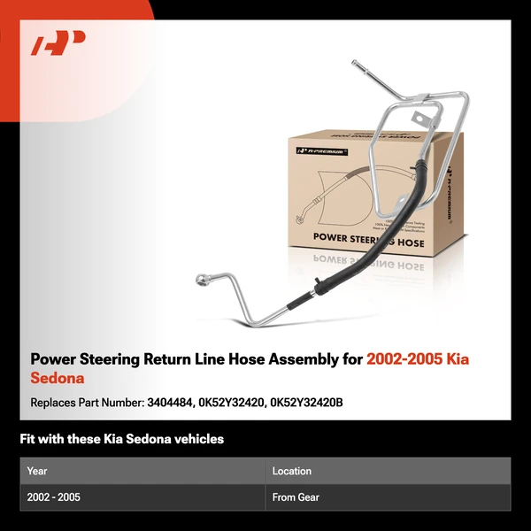 Power Steering Return Line Hose Assembly for 2002-2005 Kia Sedona