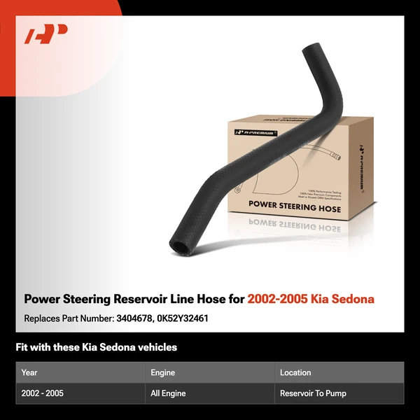 Power Steering Reservoir Line Hose for 2002-2005 Kia Sedona