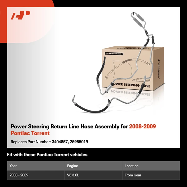 Power Steering Return Line Hose Assembly for 2008-2009 Pontiac Torrent