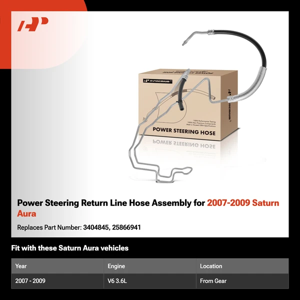 Power Steering Return Line Hose Assembly for 2007-2009 Saturn Aura