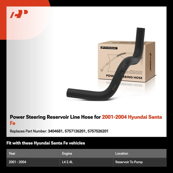Power Steering Reservoir Line Hose for 2001-2004 Hyundai Santa Fe