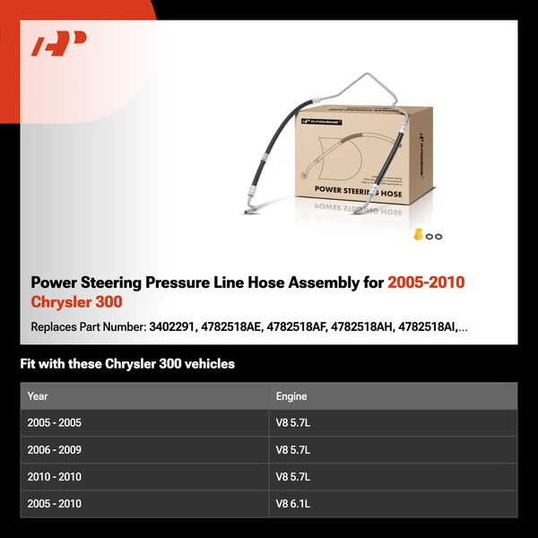 Power Steering Pressure Line Hose Assembly for 2005-2010 Chrysler 300