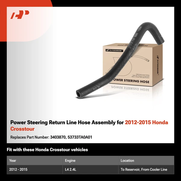 Power Steering Return Line Hose Assembly for 2012-2015 Honda Crosstour