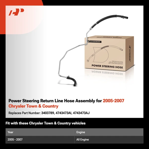 Power Steering Return Line Hose Assembly for 2005-2007 Chrysler Town & Country