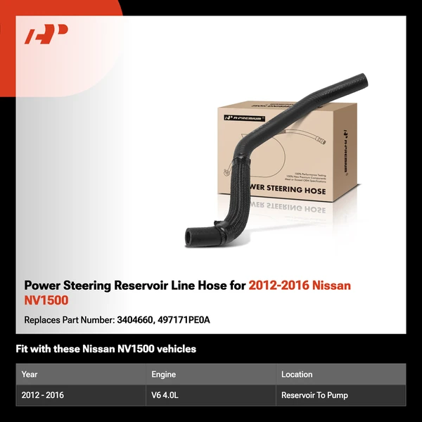 Power Steering Reservoir Line Hose for 2012-2016 Nissan NV1500