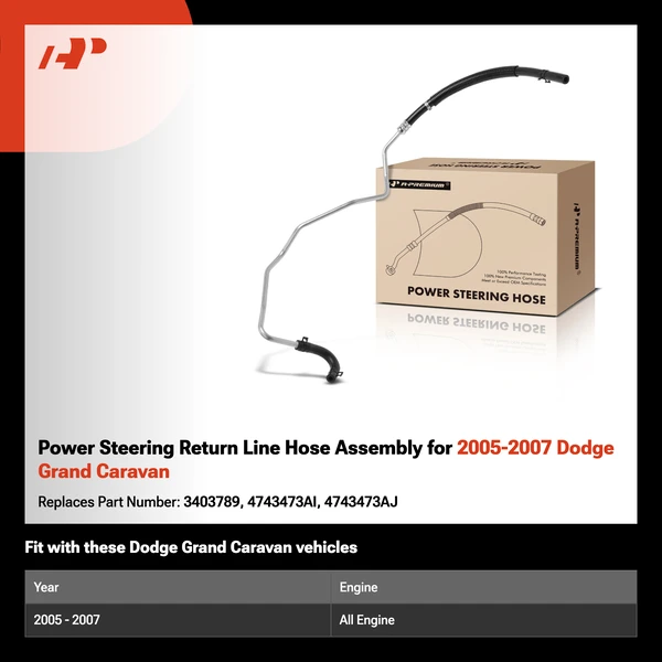 Power Steering Return Line Hose Assembly for 2005-2007 Dodge Grand Caravan