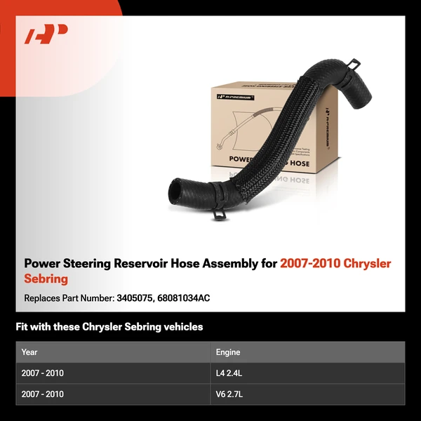 Power Steering Reservoir Hose Assembly for 2007-2010 Chrysler Sebring