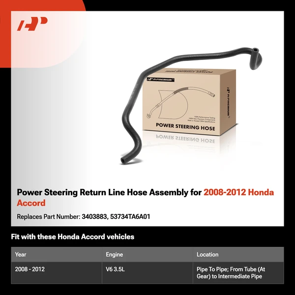 Power Steering Return Line Hose Assembly for 2008-2012 Honda Accord
