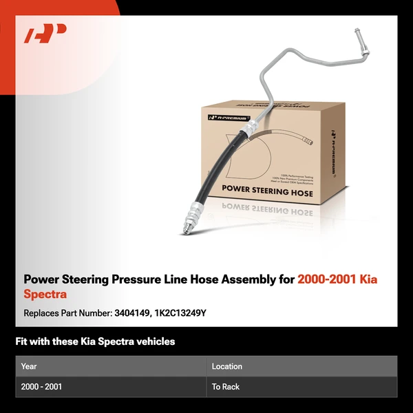 Power Steering Pressure Line Hose Assembly for 2000-2001 Kia Spectra