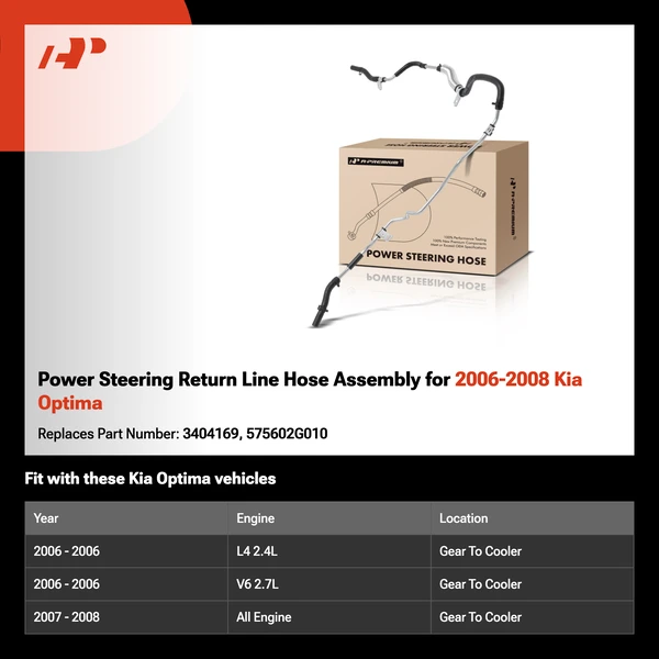 Power Steering Return Line Hose Assembly for 2006-2008 Kia Optima