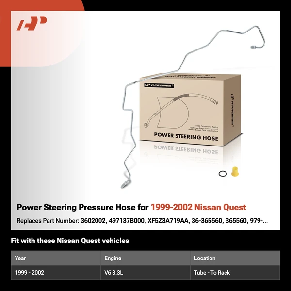 Power Steering Pressure Hose for 1999-2002 Nissan Quest