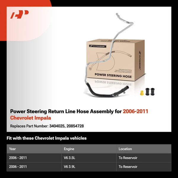 Power Steering Return Line Hose Assembly for 2006-2011 Chevrolet Impala