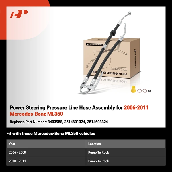 Power Steering Pressure Line Hose Assembly for 2006-2011 Mercedes-Benz ML350