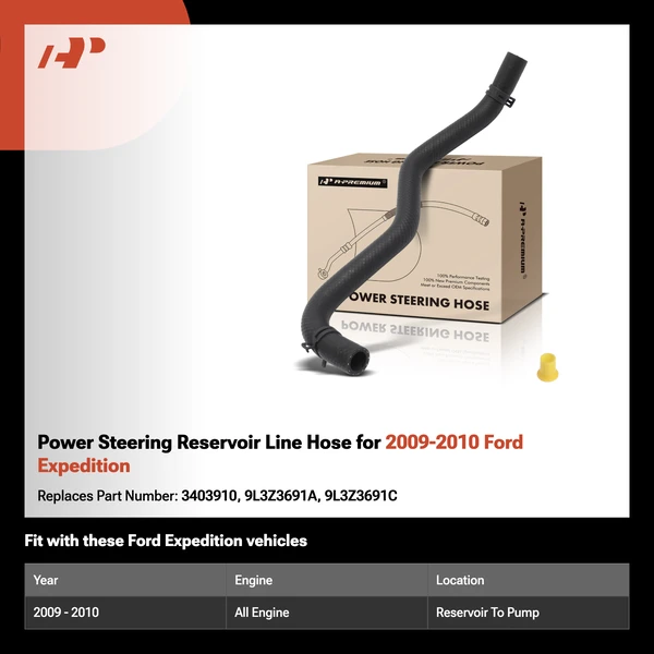 Power Steering Reservoir Line Hose for 2009-2010 Ford Expedition