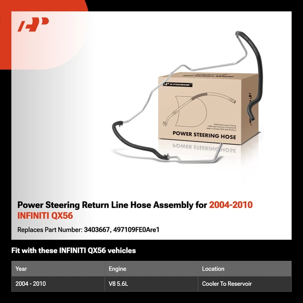 Power Steering Return Line Hose Assembly for 2004-2010 INFINITI QX56