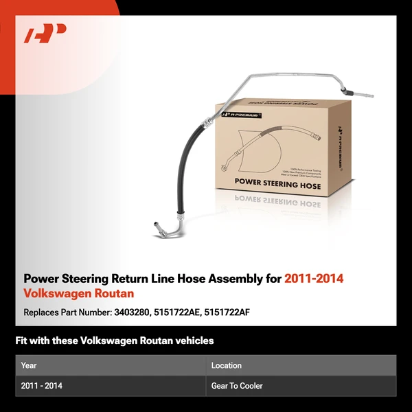 Power Steering Return Line Hose Assembly for 2011-2014 Volkswagen Routan