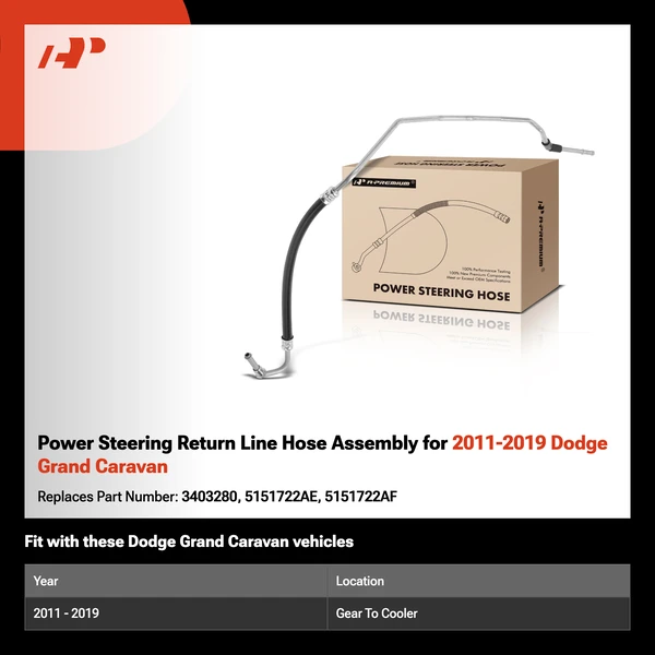Power Steering Return Line Hose Assembly for 2011-2019 Dodge Grand Caravan