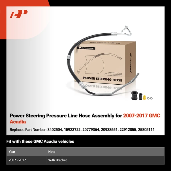 Power Steering Pressure Line Hose Assembly for 2007-2017 GMC Acadia
