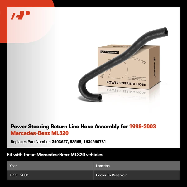 Power Steering Return Line Hose Assembly for 1998-2003 Mercedes-Benz ML320