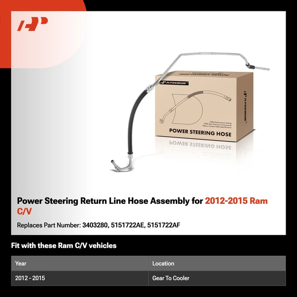Power Steering Return Line Hose Assembly for 2012-2015 Ram C/V