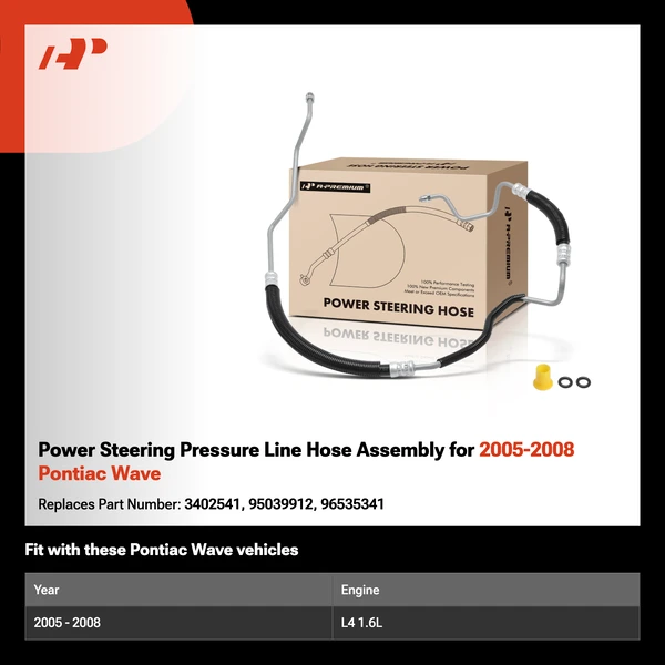 Power Steering Pressure Line Hose Assembly for 2005-2008 Pontiac Wave