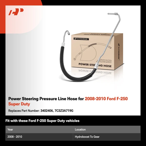 Power Steering Pressure Line Hose for 2008-2010 Ford F-250 Super Duty