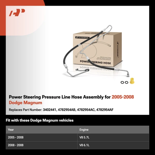 Power Steering Pressure Line Hose Assembly for 2005-2008 Dodge Magnum