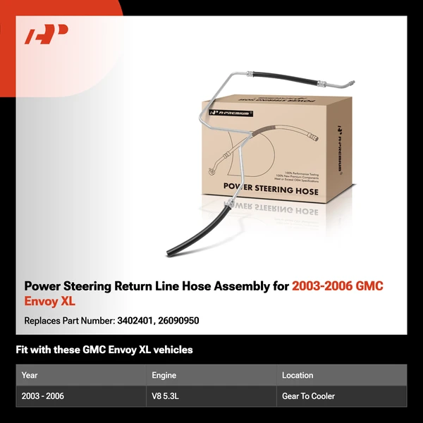 Power Steering Return Line Hose Assembly for 2003-2006 GMC Envoy XL