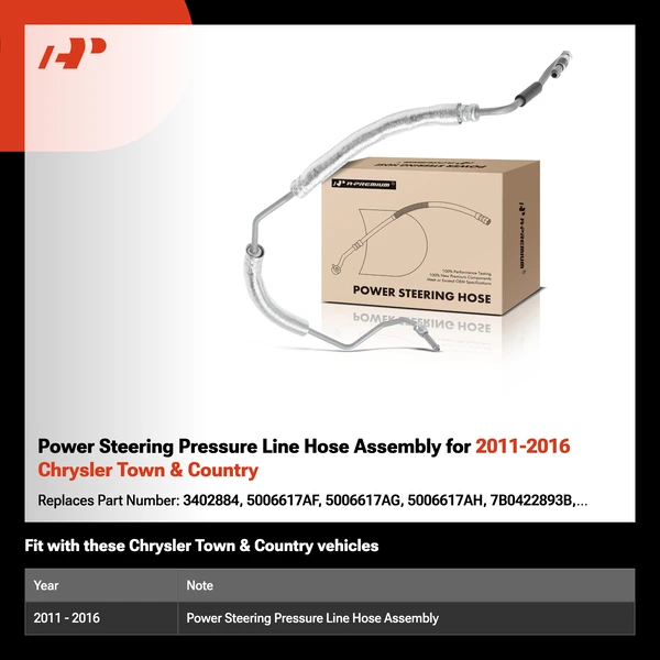 Power Steering Pressure Line Hose Assembly for 2011-2016 Chrysler Town & Country
