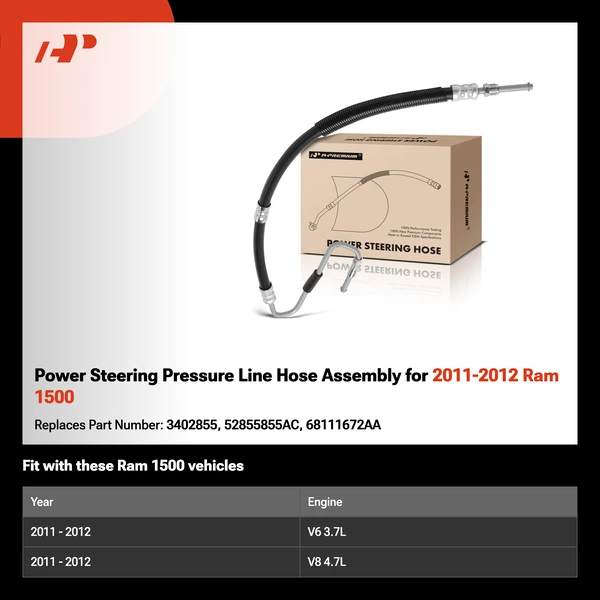 Power Steering Pressure Line Hose Assembly for 2011-2012 Ram 1500