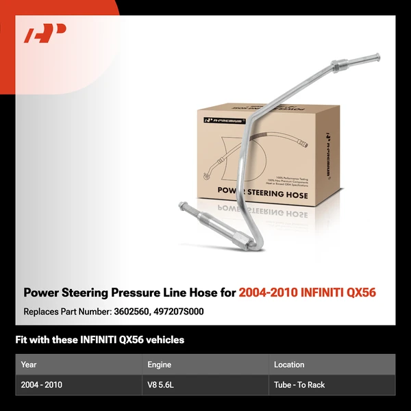 Power Steering Pressure Line Hose for 2004-2010 INFINITI QX56