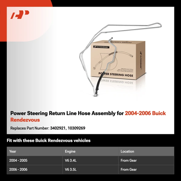 Power Steering Return Line Hose Assembly for 2004-2006 Buick Rendezvous