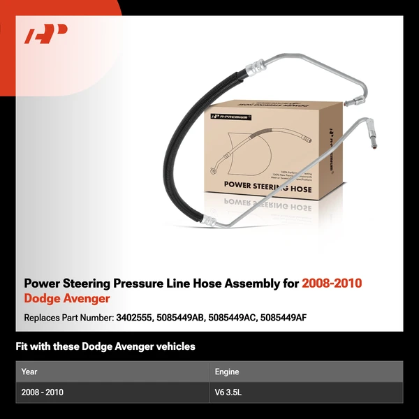 Power Steering Pressure Line Hose Assembly for 2008-2010 Dodge Avenger